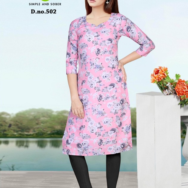 Pink Floral Kurti under 1000